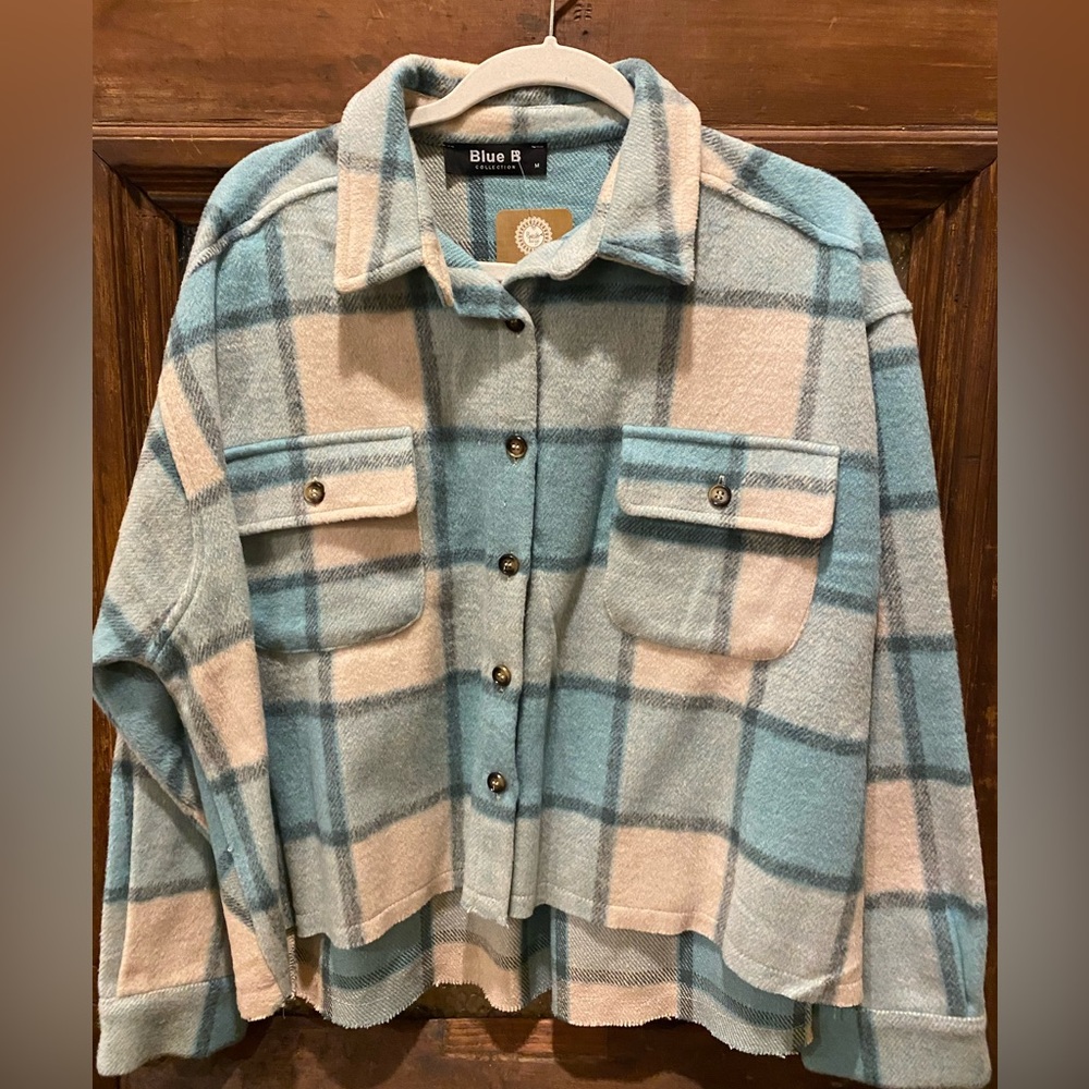 Blue B Aqua Plaid Jacket! NWT!